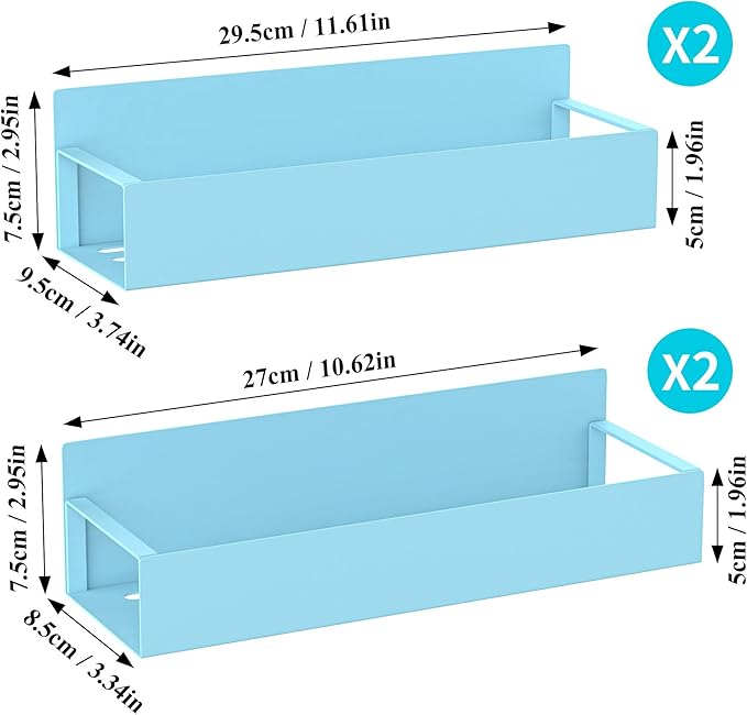 HuggieGems 4 Pack Magnetic Spice Storage Rack Organizer for Refrigerator and Oven, Blue Fridge Organizers and Storage