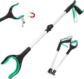 Grabber Reacher Tool,32 Inch Extra Long Foldable Pick Up Stick with Strong Grip Magnetic,360°Rotating Anti-Slip Jaw,Trash Claw Grabber Tool,Trash Picker Tool for Outdoor & Indoor (Green)