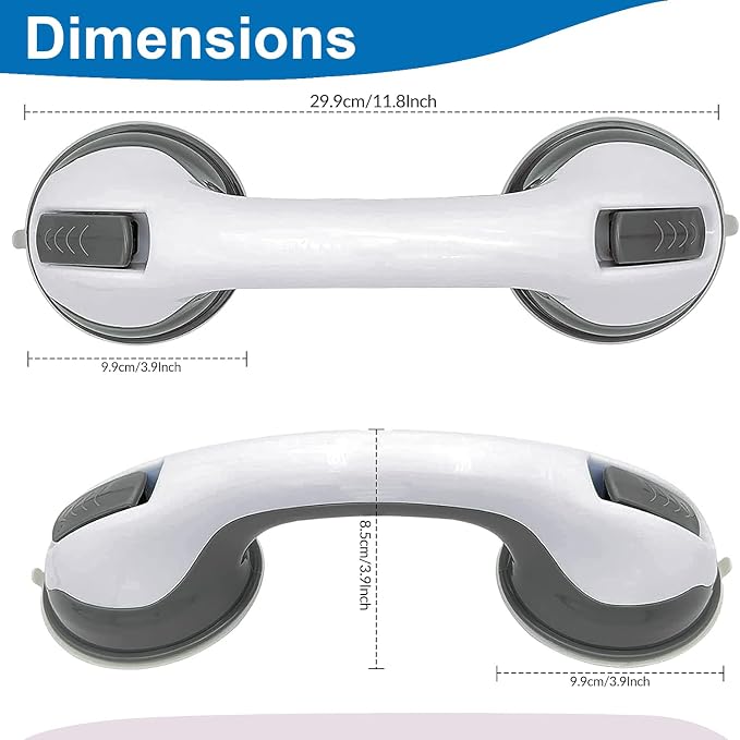 Shower Handle Grab Bars for Bathtubs and Showers, Heavy Duty Shower Handle Removable Shower Handrails for Seniors and Elderly, Bathroom Safety Grip No Drilling Waterproof Grey