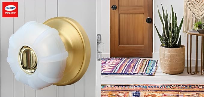 Enjoy Cover | 2 Pack Upgraded Ergonomic Design Door Knob Cover Grips, Non-Slip, Arthritis and Senior Living Aids, Universal Size (Clear)