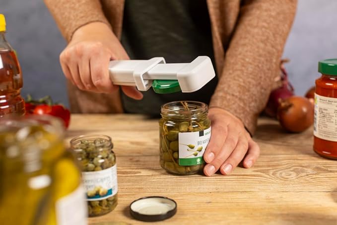 Kuhn Rikon Compact Jar Opener – Easy Grip Adjustable Lid Remover for All Jar Sizes, Ergonomic & Arthritis-Friendly Kitchen Tool, Swiss-Engineered Design