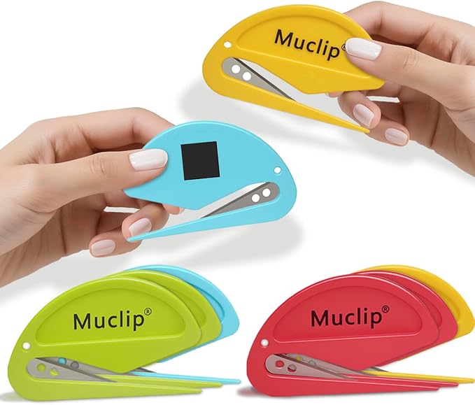 8 Pack Letter Opener with Magnetic Stickers - Hidden Stainless Steel Blade,Ergonomic ABS Grip,Fast & Safe Envelope Opener for Letter,Packages,Mail,Office,Home,Mailroom (8 Pack)