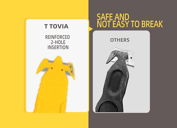 Safety Box Cutter T TOVIA 20 Pcs Safety Utility Cutters of Stainless Steel Blade Package Opener with Tape Splitter for Cartons, Cardboard, Wrap, Straps, Film (Yellow)