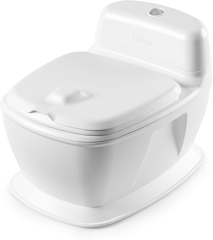 Chicco Toddler Training Toilet with Flip-Up Seat and Lid, Easy-Clean Surfaces, Adjustable Soft-Flex Spray Shield, Flashing Lights and Flushing Sounds, For children up to 60 lbs.