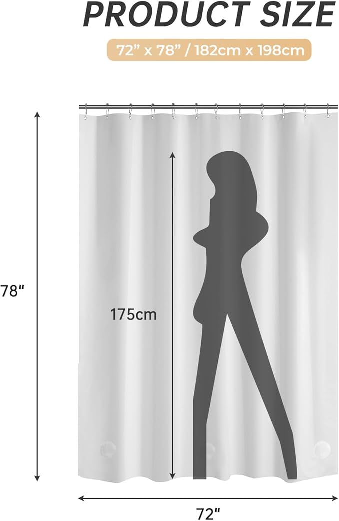 AmazerBath 78 Inch White Shower Curtain, 72 x 78 Plastic, Heavy Duty, Waterproof Thick PEVA with 3 Weighted Stones and 12 Rustproof Grommet Holes