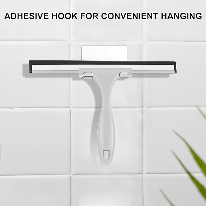 SetSail Shower Squeegee for Glass Doors All-Purpose Squeegee for Shower Glass Heavy Duty Window Squeegee with Hook for Tile, Sink, Mirror, Car Windshield Cleaning 10 Inches, Grey Balck