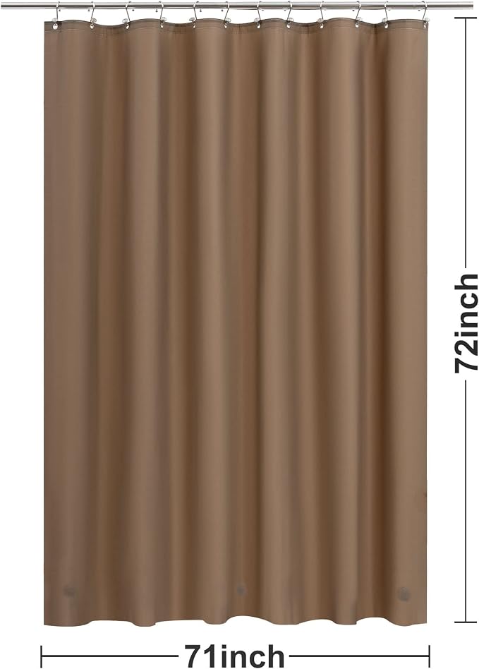 Barossa Design Brown Shower Curtain Liner - Premium PEVA, BPA & PVC Free, No Chemical Smell, Lightweight Standard Size Shower Curtain with 3 Magnets, Metal Grommets - Brown