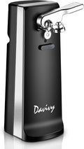 Davivy Electric Can Opener, One Touch Lid Opener, Removable Stainless Steel Cutter and 3-in-1 Design, with Sharpener and Bottle Opener (Black)