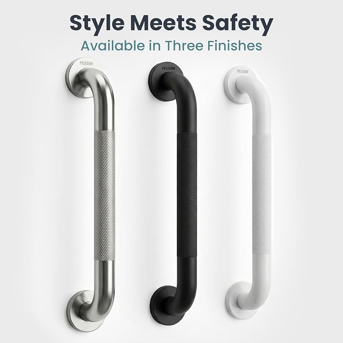 PELEGON Grab Bars for Shower 2-Pack 16 Inch - Stainless Steel Shower Grab Bars for Seniors - Bathroom Safety Handle Non-Slip Grip Rust Resistant Wall Mounted Support Bar for Bathtub Shower - White