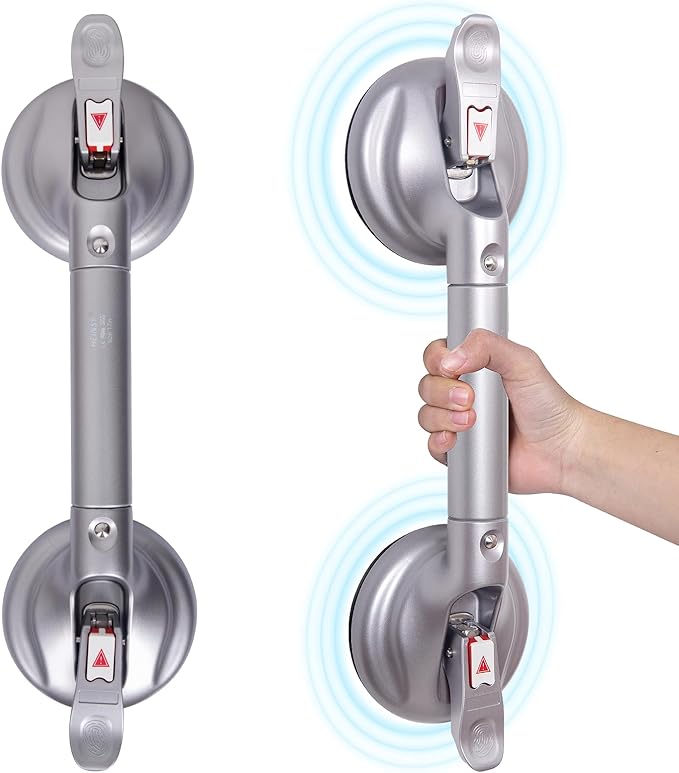 17inch Suction Shower Grab Bar, Portable Shower Handle Bar Suction Grip Bar Bathtub Handle with Strong Hold Suction Cup Fitting and Rapid Release for Bathroom(Max Capacity :300lb