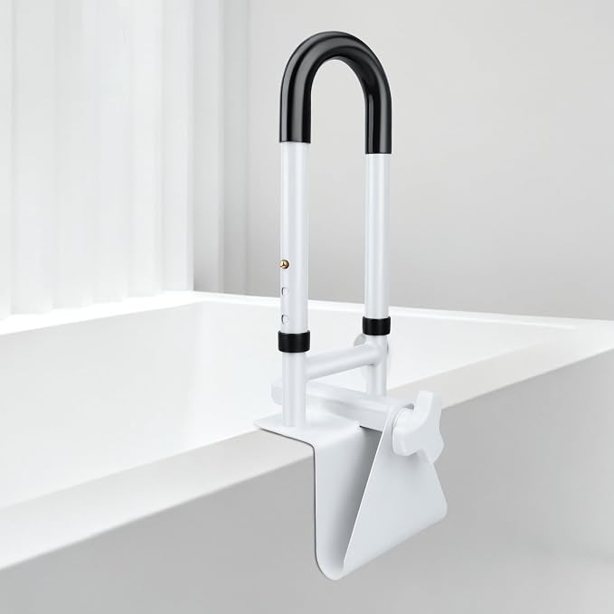 Windspeed Height Adjustable Bathtub Safety Grab Bar for Seniors Bathtub Rails Handles Shower Grab Bars for Elderly, Disabled, Assistance Getting in and Out of Tub, Fits 3.1 to 6.7 Inch Tub Walls