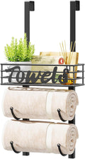 HapiRm Towel Racks for Bathroom Storage - 3 Tier Over The Door & Wall Mount Rolled Towel Storage Organizer Holder with Metal Shelf Basket for Small Bathroom, Camper, Rv - Black, Patented