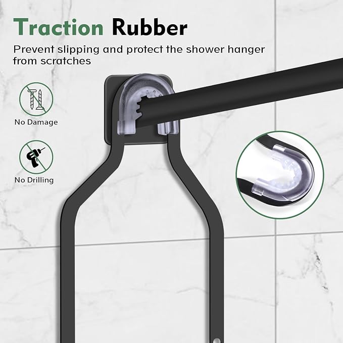 Shower Caddy Hanging, Over Head Shower Caddy Shower Storage Rack Basket with Hooks for Razor and Sponge Rustproof, No Drilling, Accessories for Bathroom and Kitchen, Black2