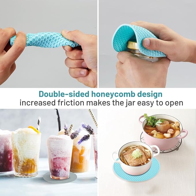 Jar Bottle Opener for Weak Hands,4 &5 in 1 Multi Function Non-Slip Can Lid Opener Tools with Silicone Jar Gripper Pad,Suitable for Seniors,Children and Arthritic Hands (Light Blue)