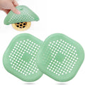 Hair Drain Catcher,Square Drain Cover for Shower Silicone Hair Stopper with Suction Cup,Easy to Install Suit for Bathroom,Bathtub,Kitchen 2 Pack (Green)
