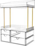SNSLXH 4 Drawers Makeup Organizer - 4 Tier Makeup Storage, Cosmetics Organiser, Ideal for Cosmetic, with Drawers for Countertop, Bathroom, Office Supplies, Dresser Transparent Clear