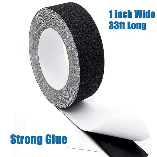 Grip Tape Anti Slip Tape 1 Inch, 33 Feet, Black Heavy Duty Non Skid Tape for Stairs Outdoor/Indoor, Waterproof Safety Adhesive Strips Roll for Ramp Traction Tread Staircases, 80 Grit
