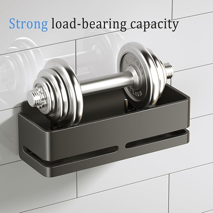 Shower Caddy, 2-Pack Shower Shelf, Heavy-Duty Bathroom Storage Shelf, Large Capacity No-Drill Bathroom Organizer, Gray Metal Storage Basket, Adhesive Installation