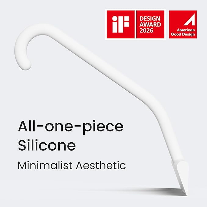 dancemoon JustHang Shower Squeegee for Glass Doors, All-One-Piece Award-Winning Silicone Squeegee with Built-in Hook for Bathroom, Window, Mirror, Tile Wall,Car, Streak-Free Cleaner Tool,10-Inch White