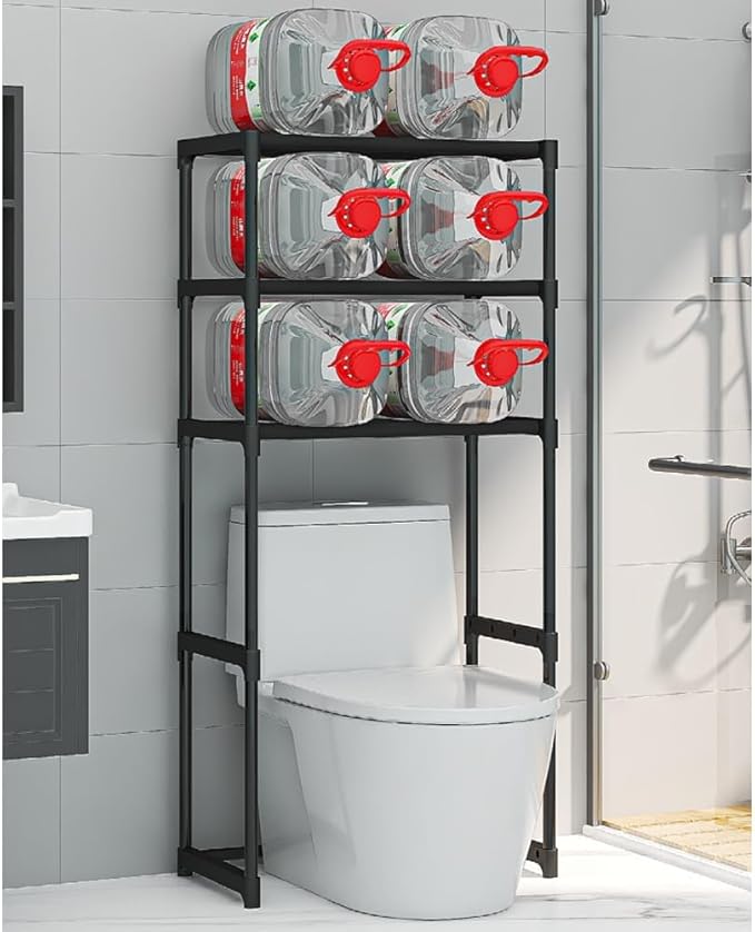 3-Tier Over the Toilet Storage, Metal Bathroom Shelve, Over Toilet Bathroom Organizer, Space Saver Bathrooms Shelve for Restroom Laundry Balcony, White