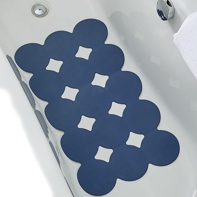 Webos Non Slip Bathtub Mat Shower Mat Bath Mat Tub Mats with Strong Suction Cups Soft Natural Rubber Bath Mat for Inside The tub (Ivy-Blue, 28x16 inch)