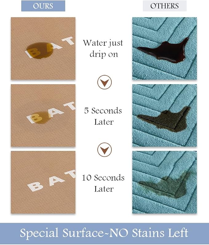 MontVoo-Bath Mat-Bath Mat Rug Non Slip Super Absorbent Stain Resistant Quick Dry Thin Bathroom Rug-Bath Mats for Bathroom Floor Bathtub Vanity-Bathmat Bath Rug Easy Care 17"x35" Brown
