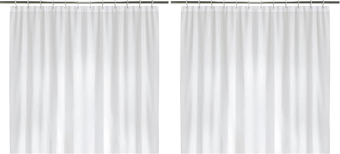 LiBa Bathroom Shower Curtain - Waterproof Plastic Shower Curtain Premium PEVA Non-Toxic with Rust Proof Grommets White 10G Heavy Duty Bathroom Accessories 72x72 (Pack of 2)