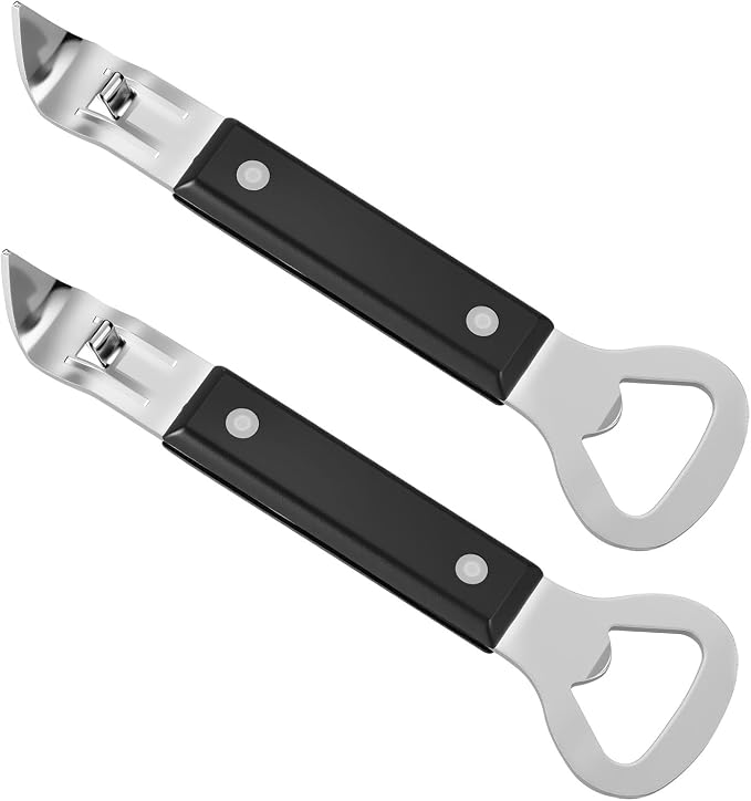 Bottle Opener, 2-in-1 Stainless Steel Can Opener with Non-Slip Handle, Ideal for Kitchen, Bar & Camping 2 Pack