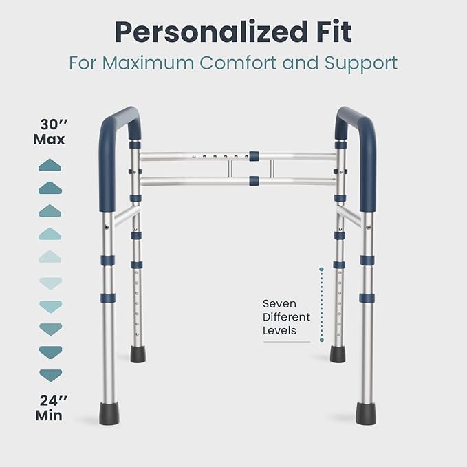 PELEGON Toilet Safety Rails (350 lb) - Adjustable Toilet Safety Frame & Rails, Toilet Safety Rail for Elderly Adults, Toilet Handles for Seniors, Toilet Bars for Elderly & Handicap