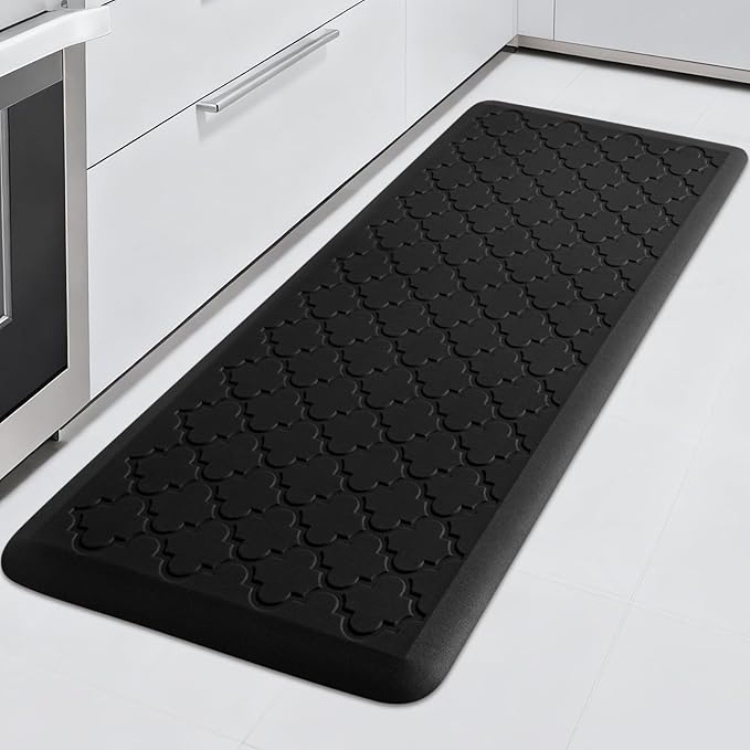 TranquilRelax 4/5 Inch Thick Anti-Fatigue Kitchen Mat Water Resistant Non-Slip Kitchen Floor Mat Ergonomic Comfort Standing Mat for Home Kitchen Office Laundry 17.3"x 47" Black