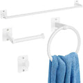 KLJKPA Bathroom Accessories Set, 4 Pieces White Bathroom Hardware Set, 24 inch Towel Bar, Towel Racks for Bathroom, Robe Towel Hooks, Toilet Paper Holder Wall Mounted