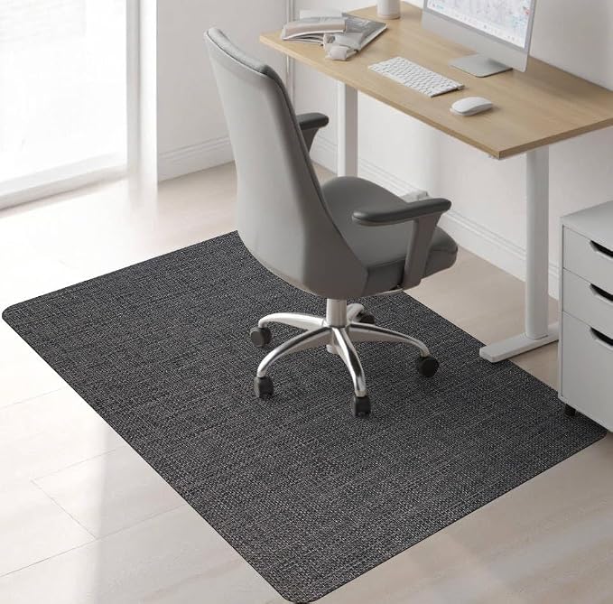 Sycoodeal Office Chair Mat for Hardwood & Tile Floor, 36" x 48" Computer Gaming Chair Mat for Rolling Chairs Non-Curve, Anti-Slip, Heavy Duty Floor Protector for Home Office (Dark Coffee)