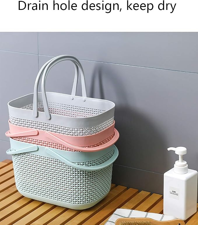 UUJOLY Plastic Organizer Storage Baskets with Handles, Shower Caddy Bins Organizer for Bathroom and kitchen (Blue)