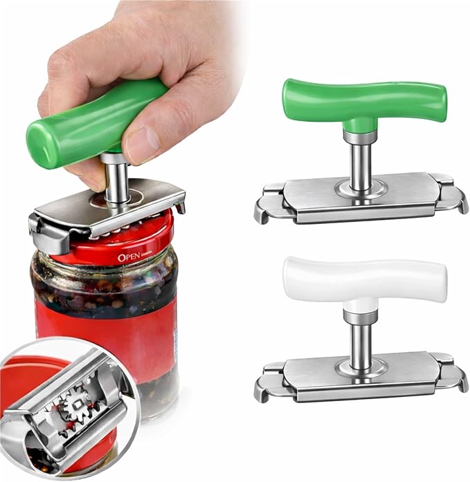 Cap Crack Jar Opener for Weak Hands, Stainless Steel Cap Crack Opener Tool, Ergonomic Cap Crack Can Opener for Seniors with Arthritis (2pcs Multi-Color)