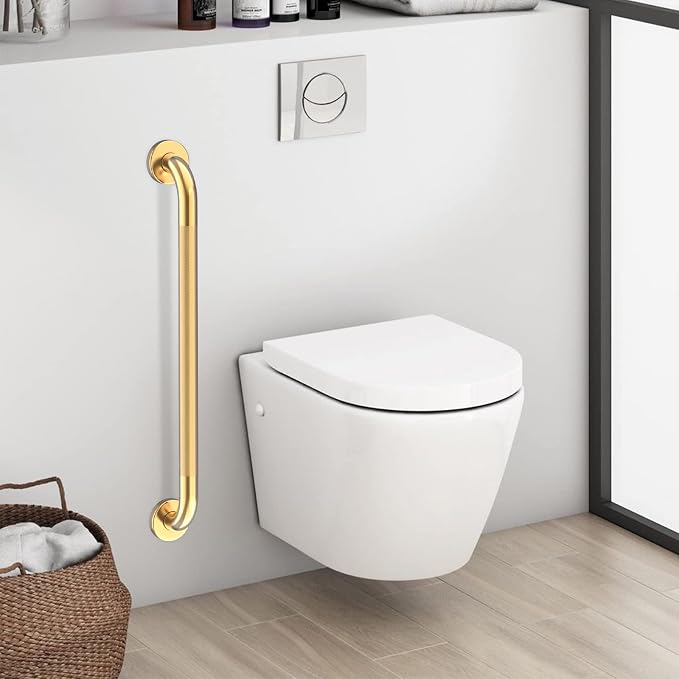 32 Inch Anti Slip Shower Grab Gold, Munzong Bathroom Grab Bar, Knurled Bathroom Balance Bar,Safety Hand Rail Support Handicap Elderly Injury Senior Assist Bath Handle