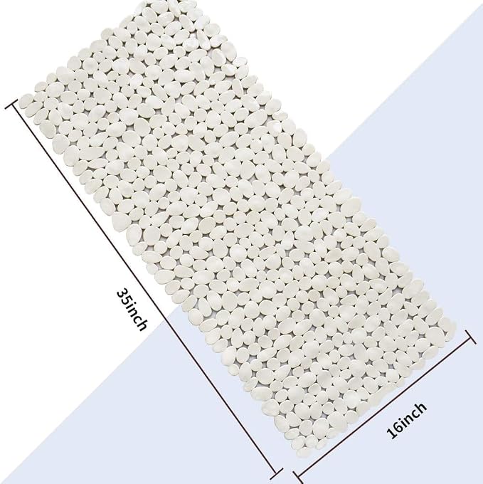 Bathtub Mat Non Slip 2 Pack, 35 x 16 Inches Pebble Shower Mat with Suction Cups and Drain Holes, Bath Mat for Shower,Bathroom tub (Beige)