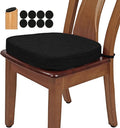 BUYUE Thickened 2.5" Friendly Woven Fabric Dining Chair Cushion, U-Shape High Density Foam Comfortable Chair Pad for Kitchen, Slip Resistant Indoor Seat Cushion (1 Piece, Black)