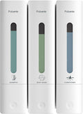 Shampoo and Conditioner Dispenser - Shower Soap Dispenser Wall Mounted No Drill - Shampoo Conditioner Body Wash Dispenser 3 Chamber - Easy Install for Bathroom Hotel White 1200ml