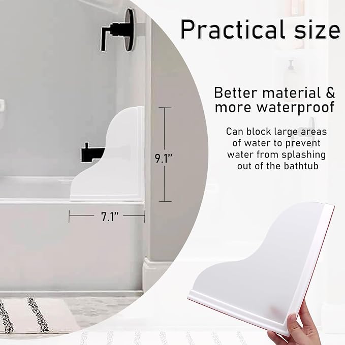 Spidfee Shower Splash Guard Kit, Large Splash Guards for Bathtub Waterproof Self-Adhesive Shower Corner Guards to Keep Water in Shower or Bath, Pack of 2 (9.1 x 7.1 inches)
