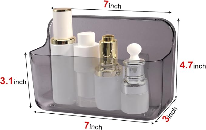 CGBE 2 Packs Cabinet Door Organizer, Acrylic Adhesive Shelf Wall Mounted Storage, Self Adhesive Shower Shelves Without Drilling, Automatic Draining Clear Shower Organizer for Bathroom