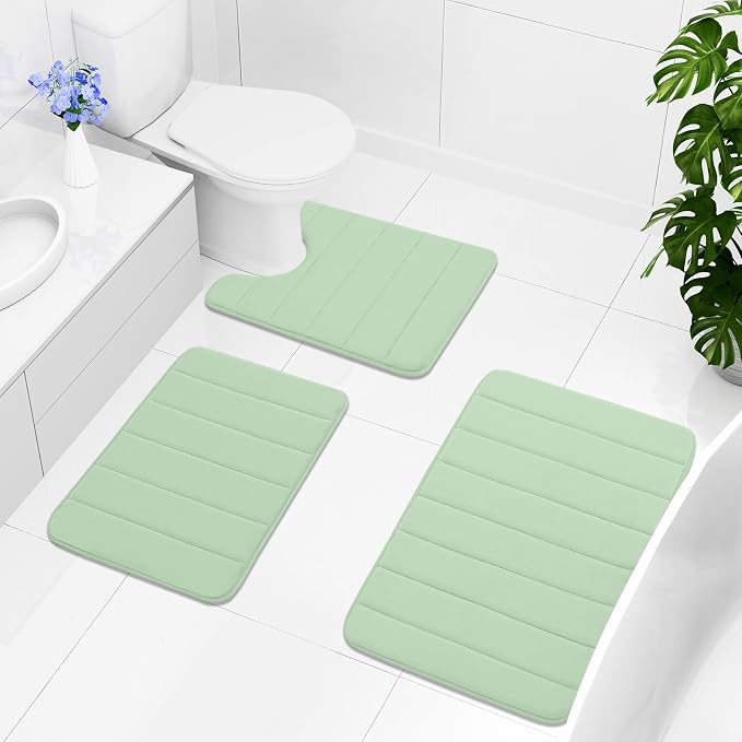 Buganda Memory Foam Bath Mat, 70" x 34", Ultra Soft and Non-Slip Bathroom Rugs, Water Absorbent and Machine Washable Bath Rug Runner for Bathroom, Shower, and Tub, Sage Green