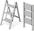 Mayi Plus 3 Step Ladder,Aluminum Folding Step Stool for Adults,Step Ladder with Wide Anti-Slip Pedal,330 lbs Capacity for Home,Office,Kitchen,Library(Grey)