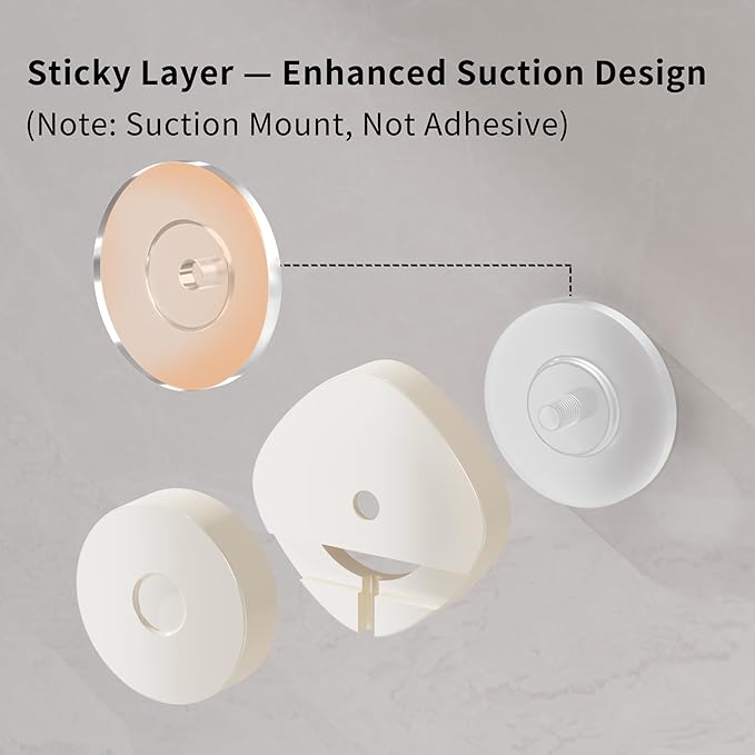 KEGII Shower Caddy Suction Cup – 3 Pack Suction Bathroom Organizer Shelf with Soap Holder & Hooks, Rustproof Removable Shower Organizer for Shampoo, Metal Bathroom Storage Rack, Cream White