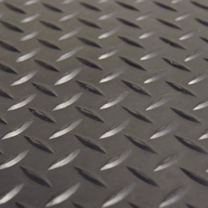 Rubber-Cal Diamond-Plate Rubber Flooring Roll - 3 mm x 4 ft x 2.5 ft Roll - Black
