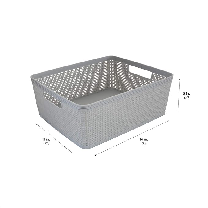 Simplify 10 Piece Organizing Set | Multiple Size Bins | Multipurpose | Office | Desk | Dorm | Bathroom | Storage Basket | Small Items | Accessories | Grey
