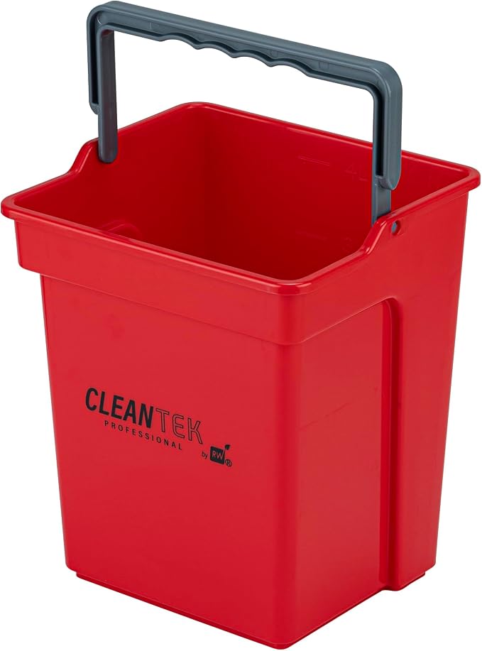 Restaurantware-Clean Tek Professional 4 Quart Cleaning Bucket, 1 Utility Pail with Handle - Heavy-Duty, Portable, Red Plastic Washing Pail, Perfect for Household, Outdoor, Car Wash and More