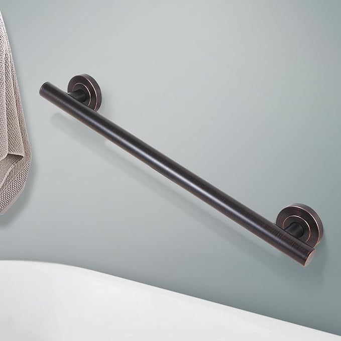 Lava Odoro Shower Grab Bar, Modern Stainless Steel Handicap Grab Bar for Bathtubs and Showers, Shower Safety Bar for Seniors Disabled, ADA-Compliant (Oil Rubbed Bronze, 24 Inch)