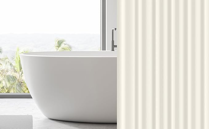EHZNZIE Cream Shower Curtain Liner 72x72, PEVA Waterproof Bath Curtain, No Chemical Smell, 3 Weighted Magnets, Durable with Rustproof Metal Grommets