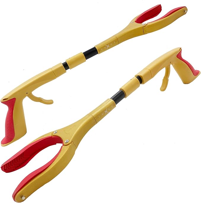 Grabber Reacher Tool - Latest Version Luxet 19 Inch Gold&Black, Foldable Pick Up Stick - Strong Grip Magnetic Tip - Heavy Duty Trash Picker Claw Reacher Grabber Tool Elderly Wheelchair Mobility Aid