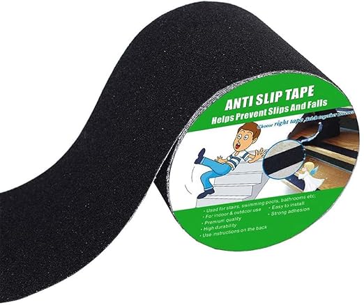 Yorwe Anti Slip Tape, High Traction,Strong Grip Abrasive, Not Easy Leaving Adhesive Residue, Indoor & Outdoor (4" Width x 190" Long, Black)